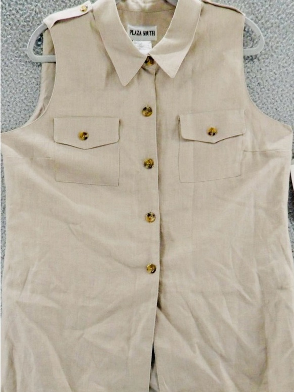 Plaza South Linen Sleeveless Button Front Top Vest 14W